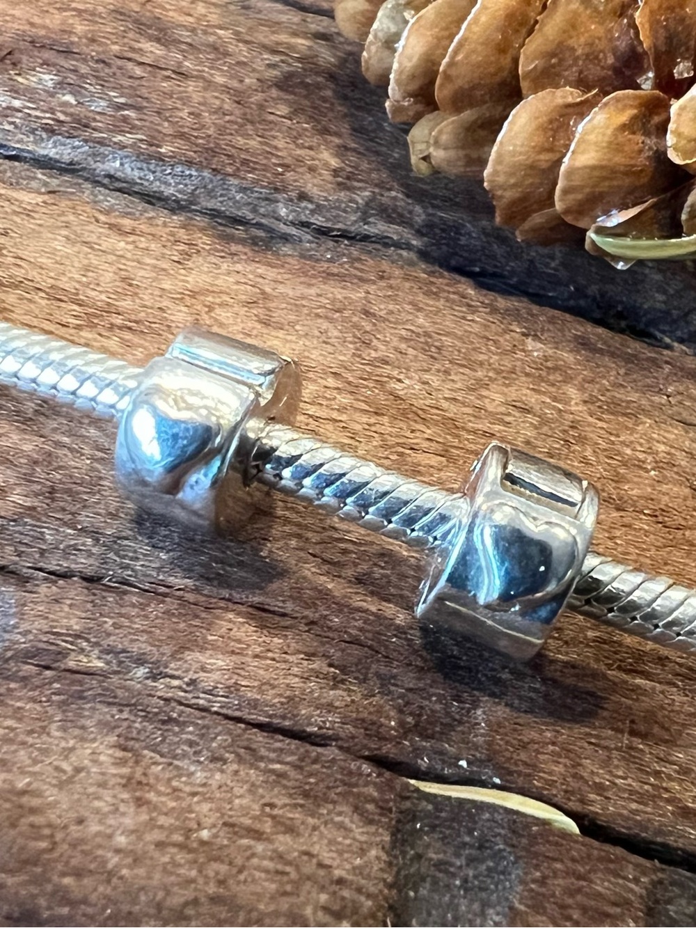 2x Authentic Chamilia Heart Stoppers Sterling Silver Sleek Family Love  Barrel